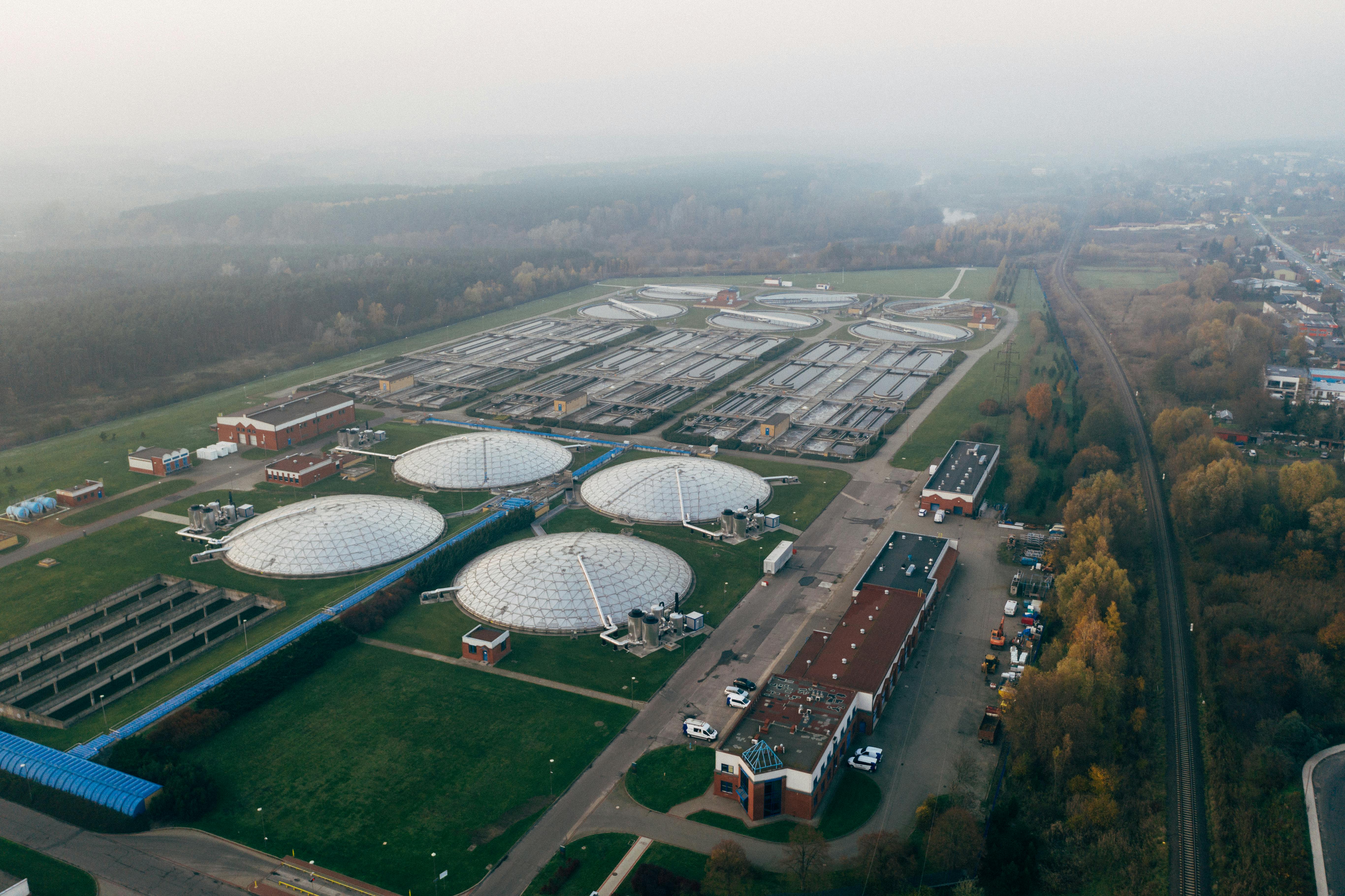 Aerial view of water treatment facility